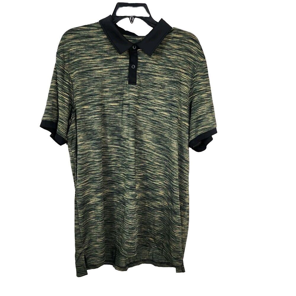 Zyia Active Mens Polo Shirt Size XL Green Black Short Sleeve Sports Breathable